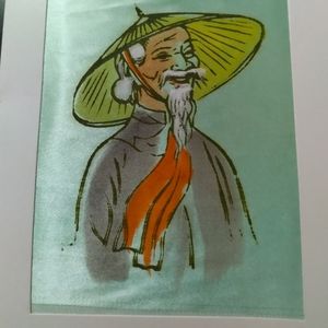 ASIAN HANDPAINTED SILK CARD